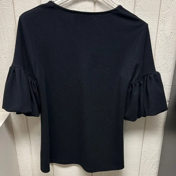 Frank Lyman Design Black V-Neck Ruffle Sleeve Blouse - Picture 5 of 5